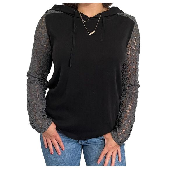 Love Barbara Tops - Love Barbara Women's Crotchet Long Sleeve Hoodie Shirt Size M‎